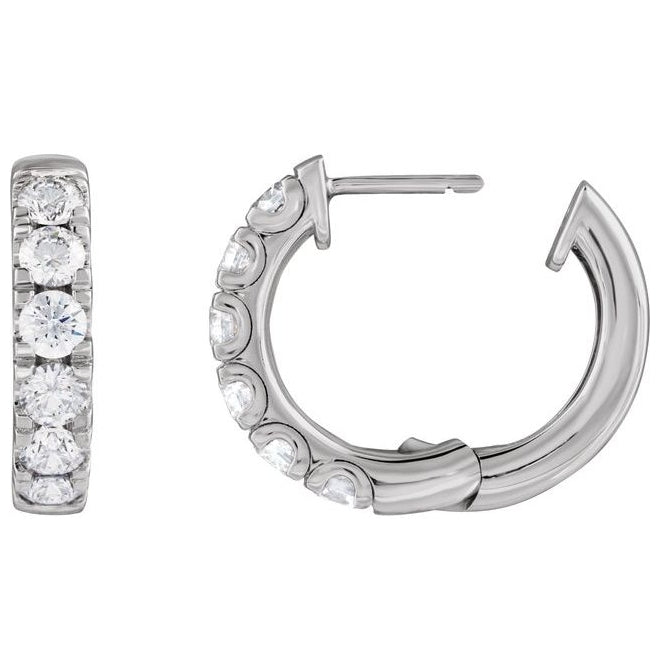 14K Yellow Or White Gold Round 19.45 Mm x 4.3 Mm 3.65 Mm Vs, F+ Pair Hinged Polished 2 1/4 Ctw Lab-Grown Diamond Hoop Earrings