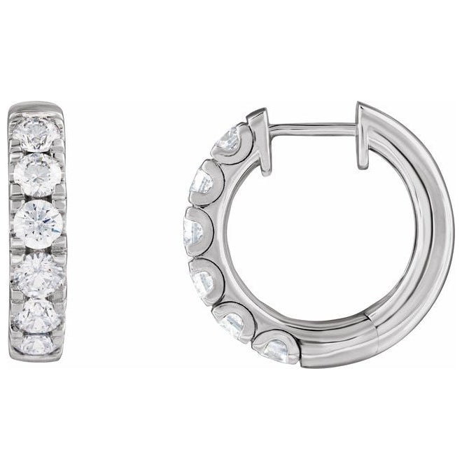 14K Yellow Or White Gold Round 19.45 Mm x 4.3 Mm 3.65 Mm Vs, F+ Pair Hinged Polished 2 1/4 Ctw Lab-Grown Diamond Hoop Earrings
