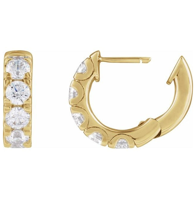 14K Yellow Or White Gold Round 14.7 Mm x 4.25 Mm 3.65 Mm Vs, F+ Pair Hinged Polished 1 7/8 Ctw Lab-Grown Diamond Hoop Earrings