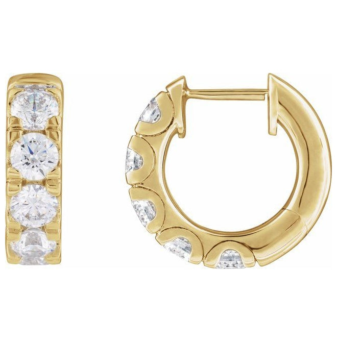 14K Yellow Or White Gold Round 14.7 Mm x 4.25 Mm 3.65 Mm Vs, F+ Pair Hinged Polished 1 7/8 Ctw Lab-Grown Diamond Hoop Earrings