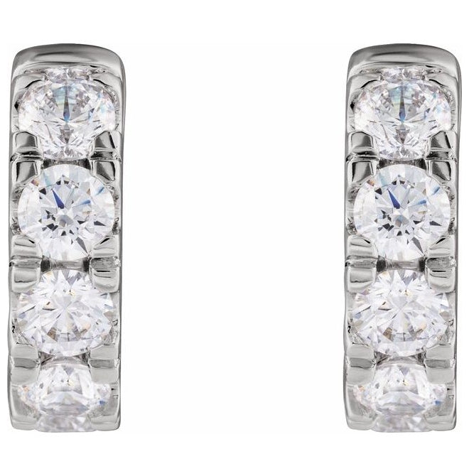14K Yellow Or White Gold Round 14.7 Mm x 4.25 Mm 3.65 Mm Vs, F+ Pair Hinged Polished 1 7/8 Ctw Lab-Grown Diamond Hoop Earrings