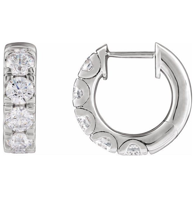 14K Yellow Or White Gold Round 14.7 Mm x 4.25 Mm 3.65 Mm Vs, F+ Pair Hinged Polished 1 7/8 Ctw Lab-Grown Diamond Hoop Earrings