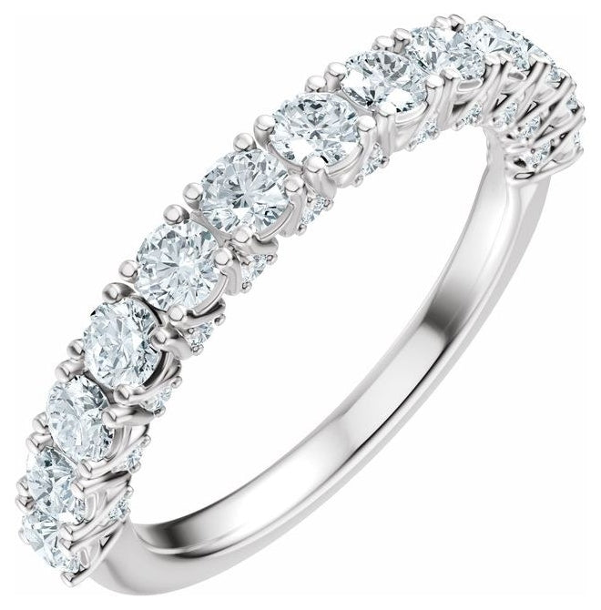 14K Yellow Or White Gold Round 2.5 Mm Polished 1 Ctw Lab-Grown Diamond Anniversary Band Size 7