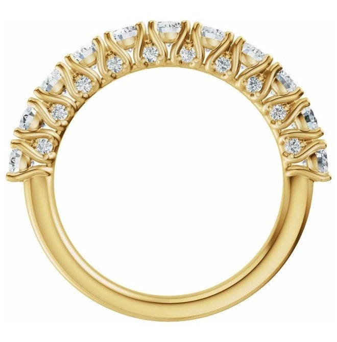 14K Yellow Or White Gold Round 3 Mm Polished 1 1/5 Ctw Lab-Grown Diamond Anniversary Band Size 7