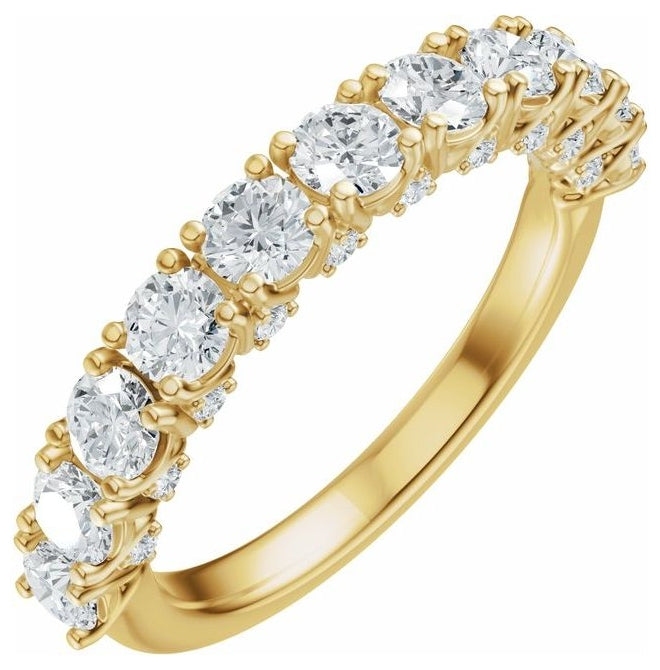 14K Yellow Or White Gold Round 3 Mm Polished 1 1/5 Ctw Lab-Grown Diamond Anniversary Band Size 7