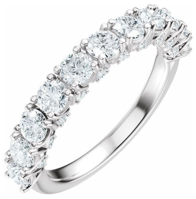 14K Yellow Or White Gold Round 3 Mm Polished 1 1/5 Ctw Lab-Grown Diamond Anniversary Band Size 7