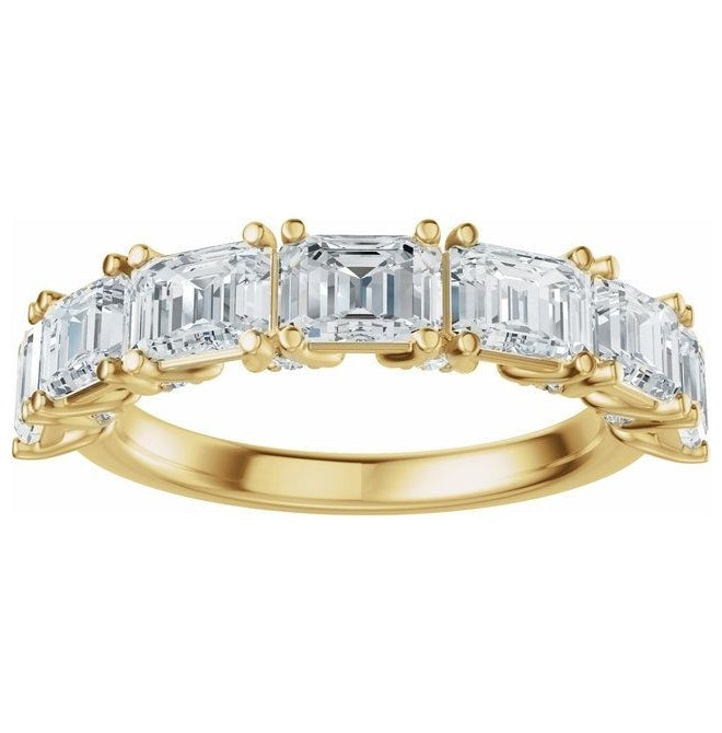 14K Yellow Or White Gold Emerald 5 X 3.5 Mm Polished 2 7/8 Ctw Lab-Grown Diamond Anniversary Band Size 7