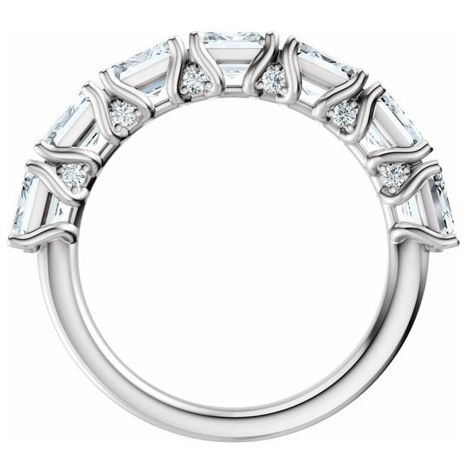 14K Yellow Or White Gold Emerald 5 X 3.5 Mm Polished 2 7/8 Ctw Lab-Grown Diamond Anniversary Band Size 7