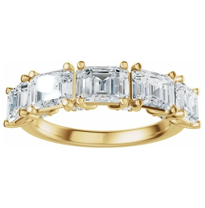 14K Yellow Or White Gold Emerald 5.8 X 4.2 Mm Polished 2 7/8 Ctw Lab-Grown Diamond Anniversary Band Size 7