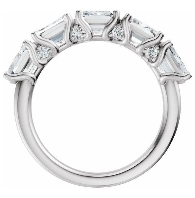 14K Yellow Or White Gold Emerald 5.8 X 4.2 Mm Polished 2 7/8 Ctw Lab-Grown Diamond Anniversary Band Size 7