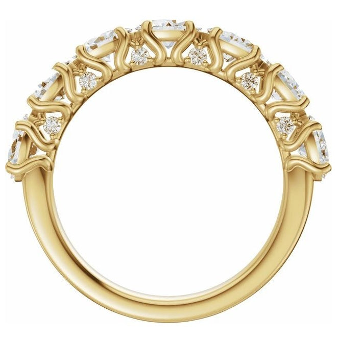 14K Yellow Or White Gold Oval 5 X 3 Mm Polished 1 7/8 Ctw Lab-Grown Diamond Anniversary Band Size 7
