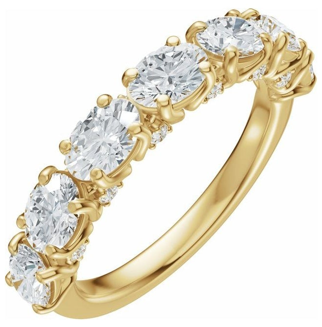14K Yellow Or White Gold Oval 5 X 3 Mm Polished 1 7/8 Ctw Lab-Grown Diamond Anniversary Band Size 7