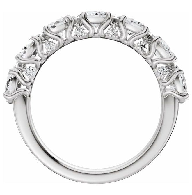 14K Yellow Or White Gold Oval 5 X 3 Mm Polished 1 7/8 Ctw Lab-Grown Diamond Anniversary Band Size 7