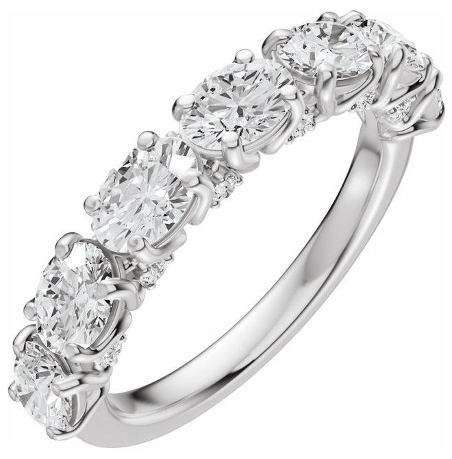 14K Yellow Or White Gold Oval 5 X 3 Mm Polished 1 7/8 Ctw Lab-Grown Diamond Anniversary Band Size 7
