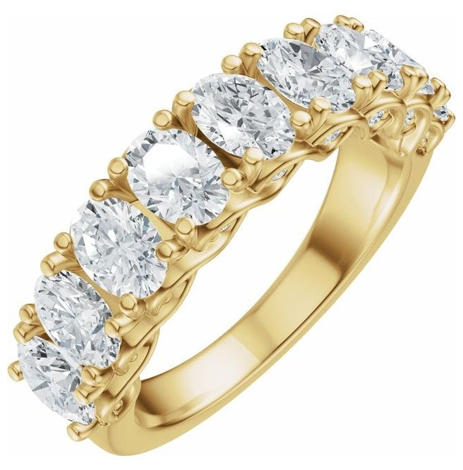 14K Yellow Or White Gold Oval 5 X 3.5 Mm Polished 2 1/3 Ctw Lab-Grown Diamond Anniversary Band