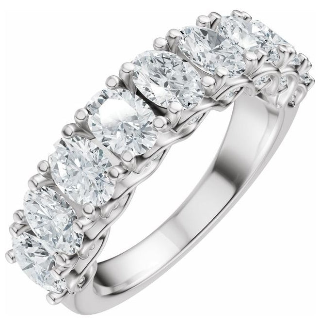 14K Yellow Or White Gold Oval 5 X 3.5 Mm Polished 2 1/3 Ctw Lab-Grown Diamond Anniversary Band