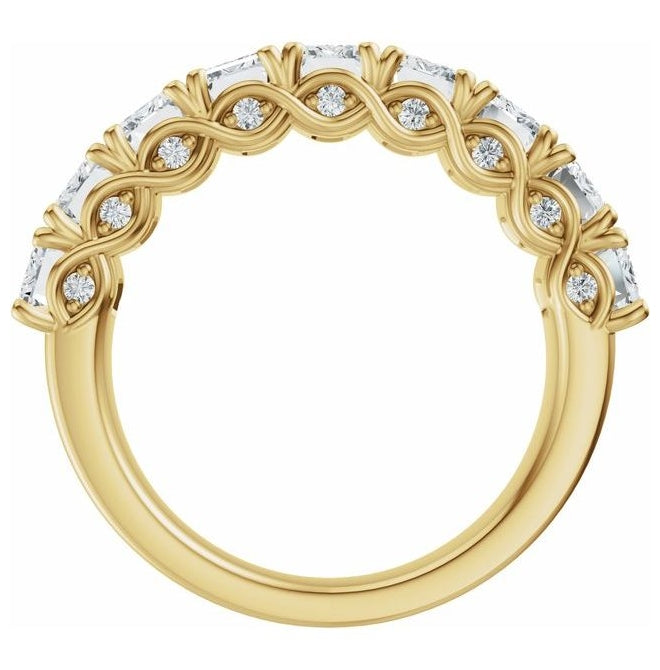 14K Yellow Or White Gold Emerald 5 X 3.5 Mm Polished 3 3/4 Ctw Lab-Grown Diamond Anniversary Band
