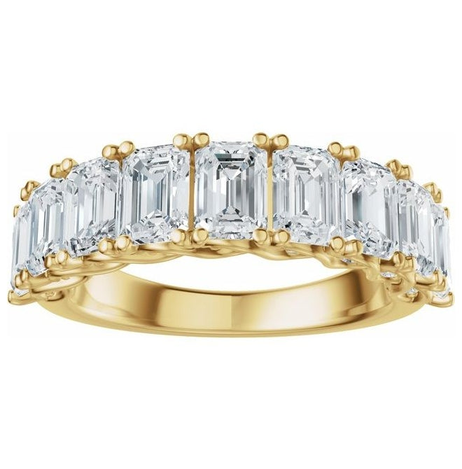 14K Yellow Or White Gold Emerald 5 X 3.5 Mm Polished 3 3/4 Ctw Lab-Grown Diamond Anniversary Band