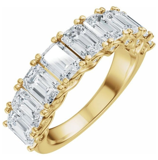 14K Yellow Or White Gold Emerald 5 X 3.5 Mm Polished 3 3/4 Ctw Lab-Grown Diamond Anniversary Band