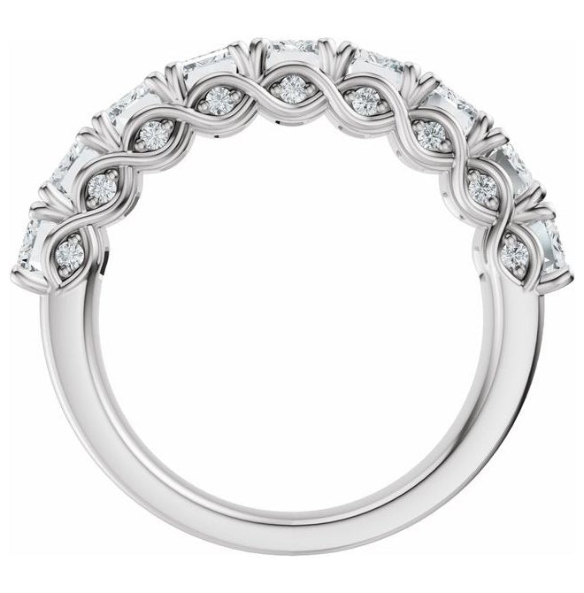 14K Yellow Or White Gold Emerald 5 X 3.5 Mm Polished 3 3/4 Ctw Lab-Grown Diamond Anniversary Band