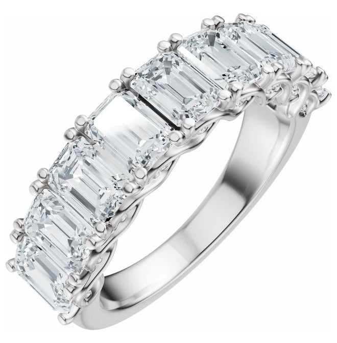 14K Yellow Or White Gold Emerald 5 X 3.5 Mm Polished 3 3/4 Ctw Lab-Grown Diamond Anniversary Band