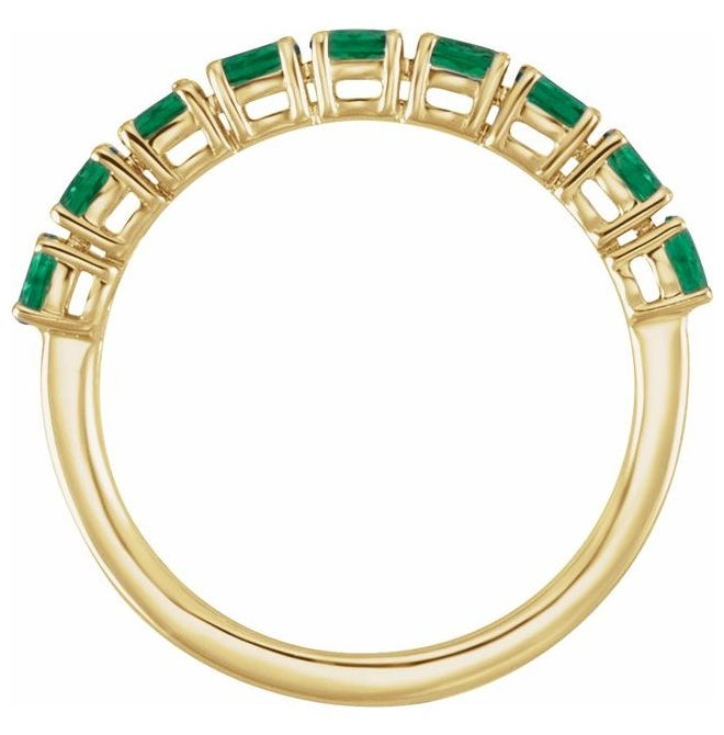 14K Yellow Or White Or Rose Gold Oval 3 X 2 Mm Polished Lab-Grown Emerald And 9/10 Ctw Lab-Grown Diamond Ring Size 7