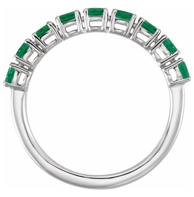 14K Yellow Or White Or Rose Gold Oval 3 X 2 Mm Polished Lab-Grown Emerald And 9/10 Ctw Lab-Grown Diamond Ring Size 7