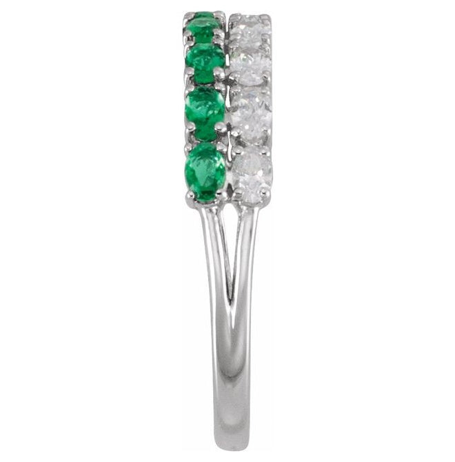 14K Yellow Or White Or Rose Gold Oval 3 X 2 Mm Polished Lab-Grown Emerald And 9/10 Ctw Lab-Grown Diamond Ring Size 7