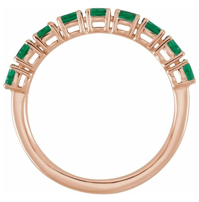 14K Yellow Or White Or Rose Gold Oval 3 X 2 Mm Polished Lab-Grown Emerald And 9/10 Ctw Lab-Grown Diamond Ring Size 7