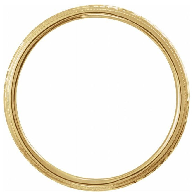 14K Yellow Gold Polished Hand Engraved Wedding Band