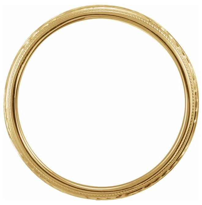 14K Yellow Gold Polished Hand Engraved Wedding Band