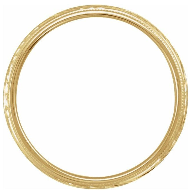 14K Yellow Gold Polished Hand Engraved Wedding Band