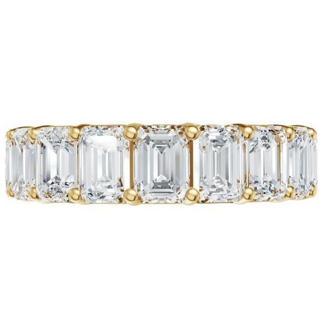 14K Yellow Or White Gold  Emerald 5 X 3.5 Mm Vs, F+ Polished 7 Ctw Lab-Grown Diamond Low Profile Eternity Band Size 6