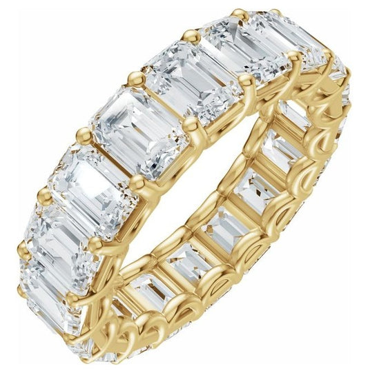 14K Yellow Or White Gold  Emerald 5 X 3.5 Mm Vs, F+ Polished 7 Ctw Lab-Grown Diamond Low Profile Eternity Band Size 6