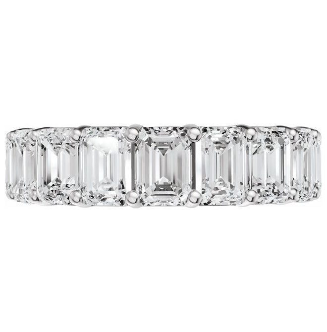 14K Yellow Or White Gold  Emerald 5 X 3.5 Mm Vs, F+ Polished 7 1/2 Ctw Lab-Grown Diamond Low Profile Eternity Band