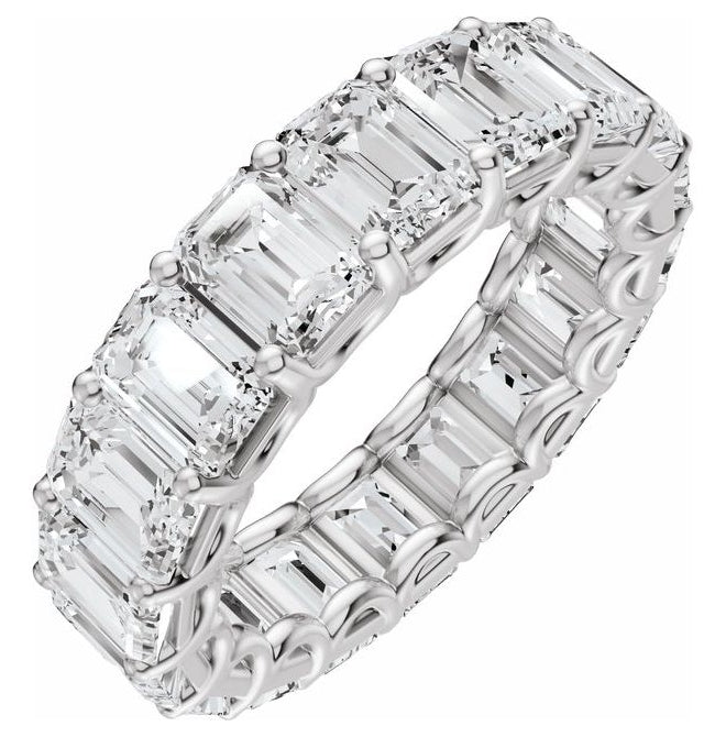 14K Yellow Or White Gold  Emerald 5 X 3.5 Mm Vs, F+ Polished 7 1/2 Ctw Lab-Grown Diamond Low Profile Eternity Band