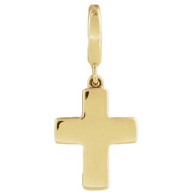 14K Yellow Gold 18.9 X 9 Mm Polished Rounded Edge Petite Cross Charm/Pendant
