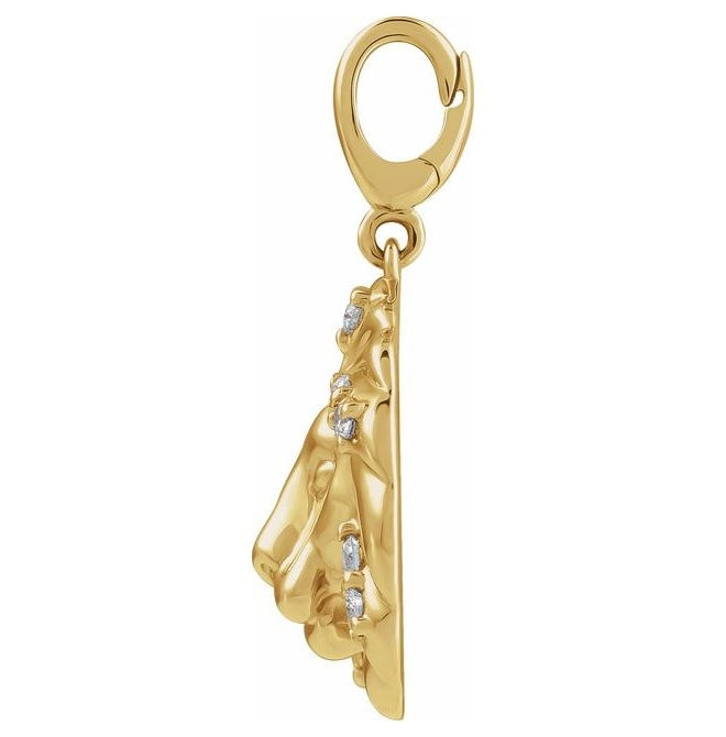 14K Yellow Gold Round 1.6Mm I1, G-H Polished 1/5 Ctw Natural Diamond Lion Charm/Pendant