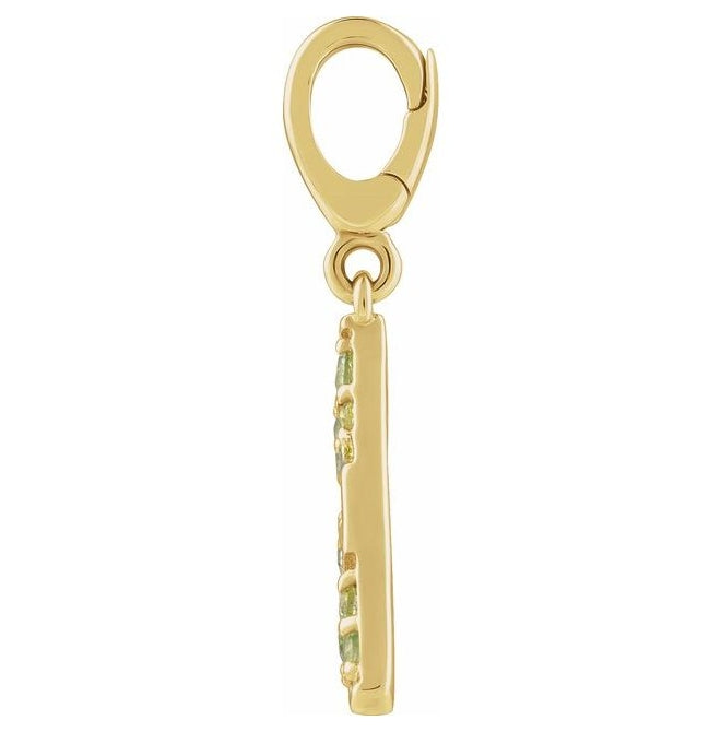 14K Yellow Gold Round 2.3 Mm Polished Natural Peridot Lime Wedge Charm/Pendant