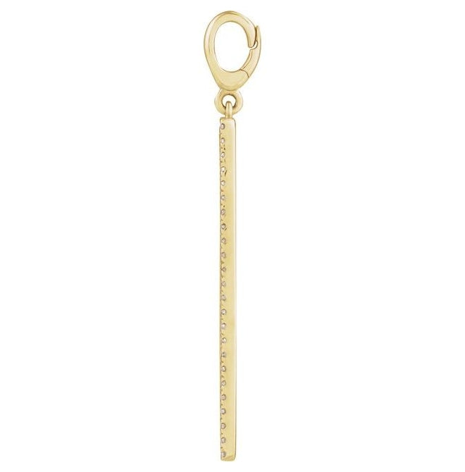 14K Yellow Or White Gold Round 1Mm I1, G-H Polished 1/3 Ctw Natural Diamond Bar Charm Pendant