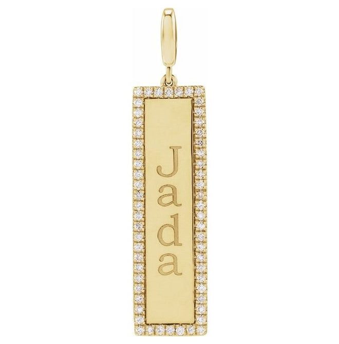 14K Yellow Or White Gold Round 1Mm I1, G-H Polished 1/3 Ctw Natural Diamond Bar Charm Pendant