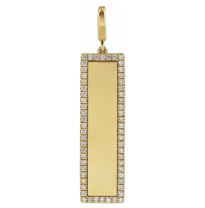 14K Yellow Or White Gold Round 1Mm I1, G-H Polished 1/3 Ctw Natural Diamond Bar Charm Pendant
