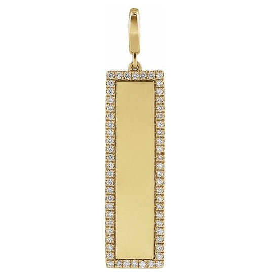 14K Yellow Or White Gold Round 1Mm I1, G-H Polished 1/3 Ctw Natural Diamond Bar Charm Pendant