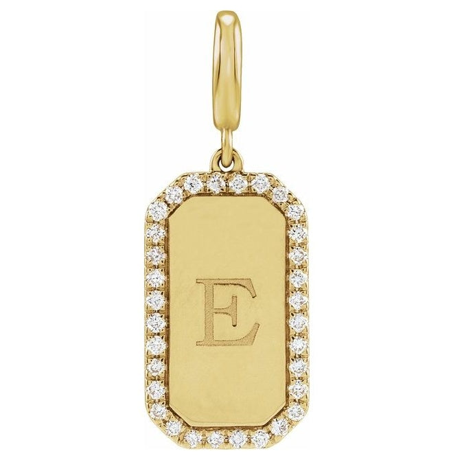 14K Yellow Or White Gold Round 1Mm I1, G-H Polished 1/6 Ctw Natural Diamond Dog Tag Charm/Pendant