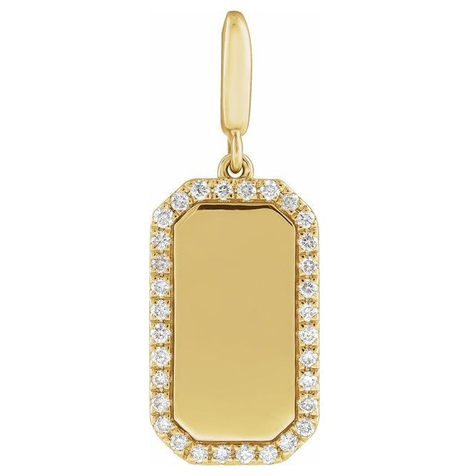 14K Yellow Or White Gold Round 1Mm I1, G-H Polished 1/6 Ctw Natural Diamond Dog Tag Charm/Pendant