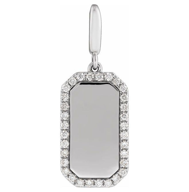 14K Yellow Or White Gold Round 1Mm I1, G-H Polished 1/6 Ctw Natural Diamond Dog Tag Charm/Pendant