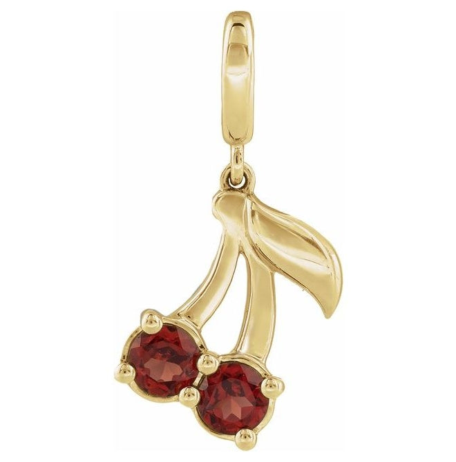 14K Yellow Gold Round 3.5 Mm Polished Natural Mozambique Garnet Petite Cherry Charm/Pendant