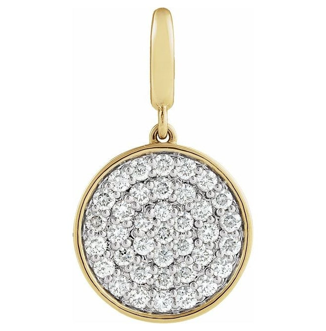 14K Yellow Or White Gold Round 1.4Mm I1, G-H Polished 1/2 Ctw Natural Diamond Pave Disc Charm/Pendant