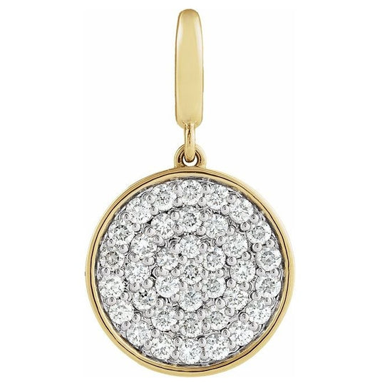 14K Yellow Or White Gold Round 1.4Mm I1, G-H Polished 1/2 Ctw Natural Diamond Pave Disc Charm/Pendant
