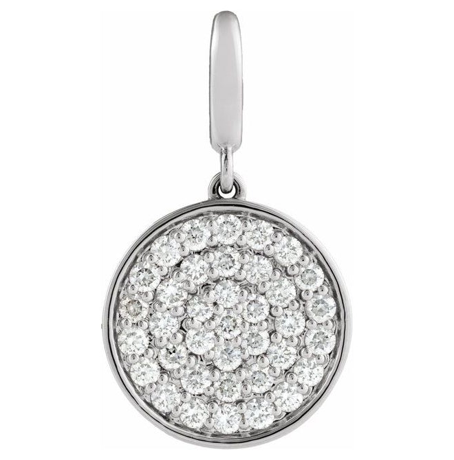 14K Yellow Or White Gold Round 1.4Mm I1, G-H Polished 1/2 Ctw Natural Diamond Pave Disc Charm/Pendant